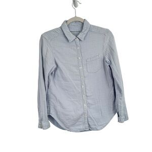 American Colors by Alex Lehr Organic Cotton Blue Button Front Shirt Womens Small